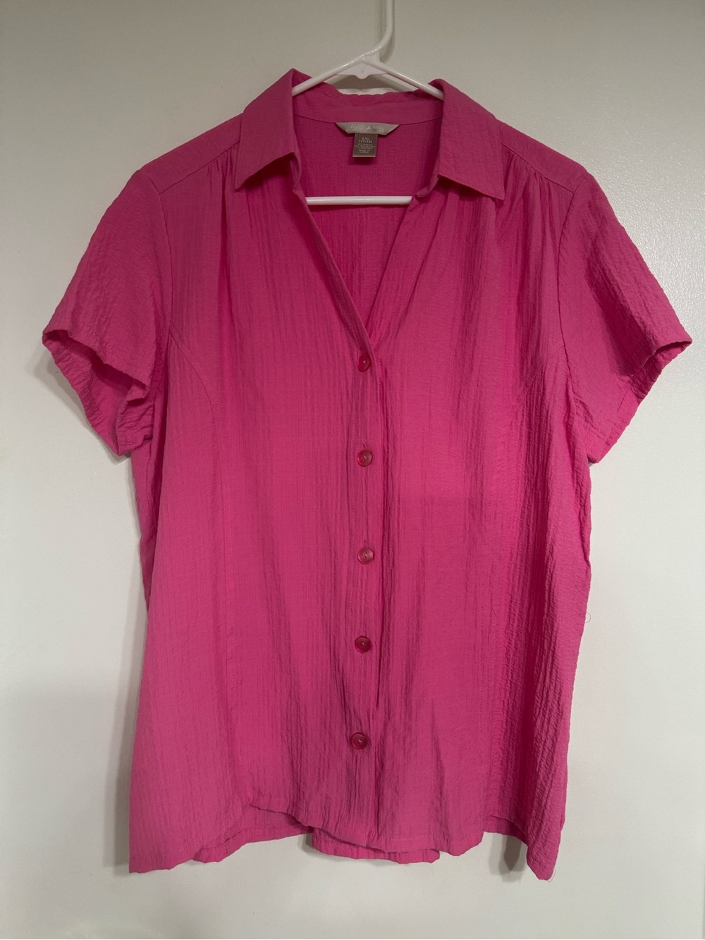 White Stag Hot Pink Short Sleeve Button-Down Shirt